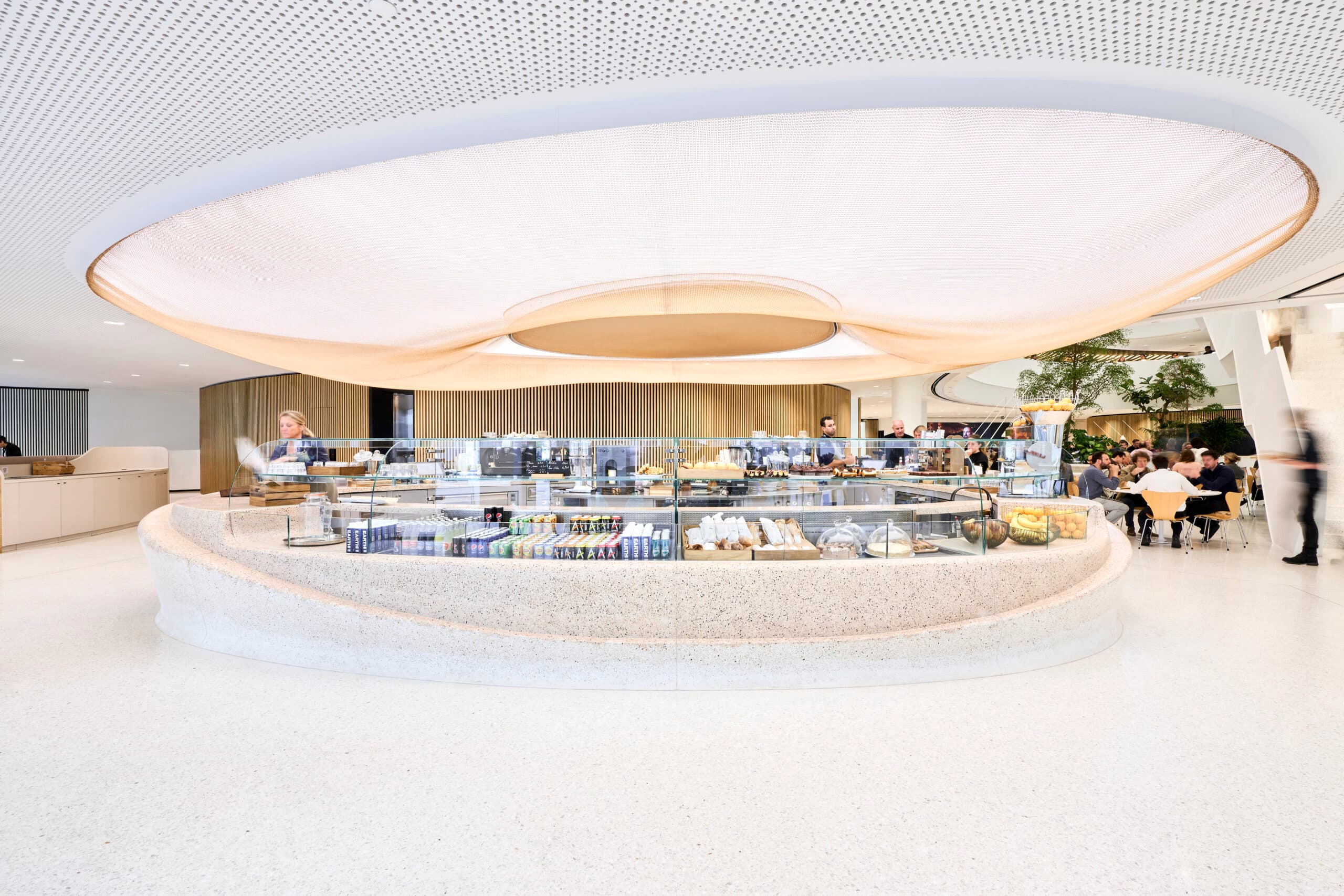Printed stretch ceiling in a retail interior